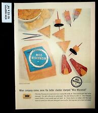 1956 Miss Wisconsin Cheddar Cheese Stamped Medium Aged Vintage Print Ad 37462 picture