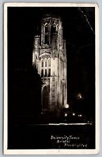 University Tower Bristol Floodlighted RPPC Vintage Post Card - C3 picture