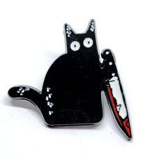 Crazy Cat Pin Badge Brooch Enamel Psycho Lapel Knife Cat Cartoon Cat Badge Gift picture