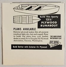 1954 Print Ad 13' Plywood Runabout Boat Kits Douglas Fir Tacoma,Washington picture