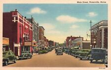 Postcard ME Waterville Maine Main Street 1944 Linen Unposted Vintage PC H8918 picture