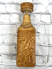 vintage Puert Penasco Mayan tooled leather decanter bottle collectable picture
