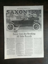 Vintage 1915 Saxon Roadster Full Page Original Color Ad picture