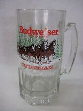 Large Budweiser Clydesdales Christmas 1989 Anheuser-Busch Inc. Glass Stein, 8