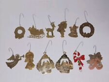 Vintage Brass Christmas Tree Ornament Lot Of 12 Ornaments picture