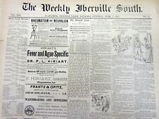 Lot of 3 rare original 1885 Plaquemine IBERVILLE PARISH Louisiana newspapers picture