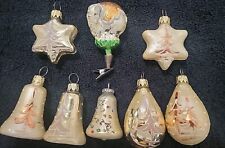 8 Vtg West Germany Glass Ornaments Xmas Tree Teardrop, Bells, Stars & 1 Elephant picture