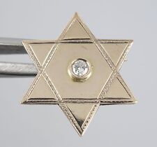 ESTATE SOLID 10K GOLD w/ 0.06 CT DIAMOND STAR of DAVID PENDANT CHARM ~1.3g  3/4