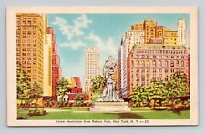 Postcard Battery Park Lower Manhattan New York City NY, Vintage Linen N12 picture