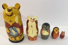 Winnie the Pooh Wooden Russian Nesting Dolls 5 Piece Set 6” RARE picture