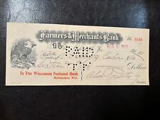 The Farmers And Merchants National Bank Cancelled Check #8544 from 1911  picture