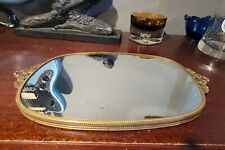 Antique Vtg Vanity Tray- LG ANTIQUE APOLLO  BRASS Mirror TRAY 13