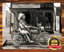 1920'S Indian Motorcycle Vintage Native American - Metal Sign 11 x 14 picture