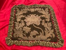 Vintage Gerry Nichol Beaded Pillow Cover-Brown/Brown Velvet/Crewel Work-New picture