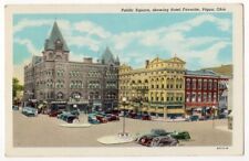 Piqua Ohio c1940's Public Square, Hotel Favorite, business district, old cars picture