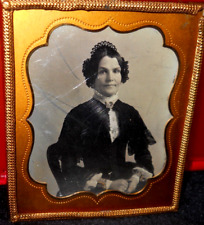 1/6th size Daguerreotype of young lady in brass mat/frame picture