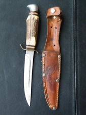 Vintage Baron Solingen Germany Hunting Knife Deer On Leather Sheath  picture