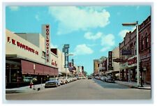 Looking South Ryan Street Sears Woolworth's Stores Cars Lake Charles LA Postcard picture