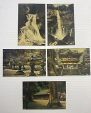 Nikko Temple Gate Waterfalls Wood Hand Tinted Lot of 5 Japan Postcard Set 6 picture