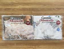 Vintage Cannon Monticello White Twin Fitted Flat Sheet And Blue Grey Red Flowers picture