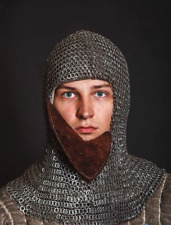 Chain mail Coif , round riveted with washer Coif / hood with mask ,Medieval hood picture