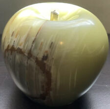 UNIQUE CARVED POLISHED SOLID MARBLE ONYX NATURAL STONE APPLE PAPERWEIGHT GREEN picture