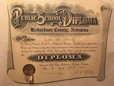 Vintage 8th Grade Diploma, Nebraska 1909 picture