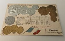 Embossed coinage national flag & coins vintage postcard currency Ecuador picture