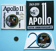 NASA PATCH LOT of 3 vtg APOLLO 11 - 20 / 30 / 40 Anniversary - Armstrong Collins picture