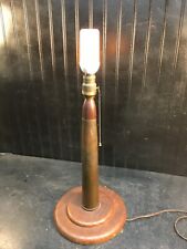 WW2 MILITARY BRASS and Wood  TRENCH ART SHELL CASING LAMP LIGHT picture