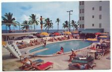 Miami Beach FL Blue Waters Hotel Pool Vintage Postcard Florida picture