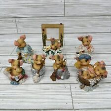 Enesco This Little Piggy Resin Figurine Lot 1997 Cleaning Theme Spring Cleaning picture