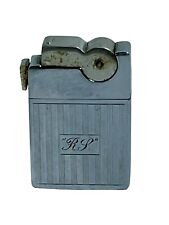 Vintage ASR Art Deco Striped Push Lever Mechanism Short Automatic Pocket Lighter picture