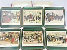 Vintage Pimpernel Coasters Made in England Dickensian Scenes Set of 6 w/ Box picture