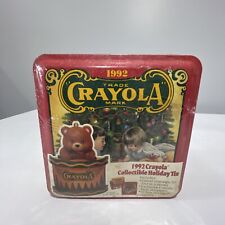 Vintage 1992 Crayola Collectible Holiday Tin bear ornament 64 crayons SEALED picture