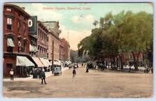 1908 STAMFORD CONNECTICUT*CT*ATLANTIC SQUARE*TROLLEY*BICYCLE*HORSES & WAGONS picture