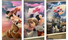 3 DISNEY RED CROSS DISASTER RELIEF POSTERS MICKEY & FRIENDS MINNIE MOUSE picture