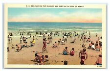 Postcard Enjoying the Sunshine and Surf on the Gulf of Mexico linen unused W25 picture