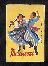 Vintage Matchbox Label Polish / Czech ? Mazovia Couple Dancing - c1950's-60's picture