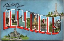 c1940s ILLINOIS Large Letter Greetings Postcard Multi-View KROPP Linen / Unused picture