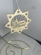 Vtg Laser Cut Wooden Christmas Ornament  From Praha. Star Cut. picture