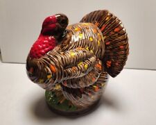 Vintage Atlantic Mold 10” Ceramic Thanksgiving Turkey Canister Cookie Jar Dish picture