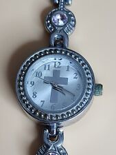 Vtg 90s Christian Cross Bracelet Watch, Christian, Catholic, Religious, Boho picture