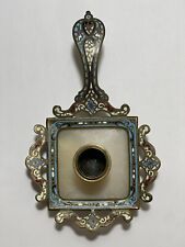EXQUISITE MARKED ANTIQUE FRENCH CHAMPLEVE HANDLED CANDLE HOLDER SKY picture