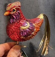 Old World Christmas FANTASY CARDINAL Ornament Bird Gold Tinsel Tail  Tag 2007 picture