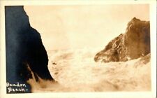 Vtg RPPC Bandon Beach, 2 Rocks, Ocean, 1924 picture