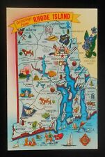 1950s State Map Icons Landmarks 1950 Population RI Postcard Rhode Island picture