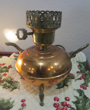 VINTAGE COPPER HURRICANE ELECTRIC OIL LAMP BASE RUSTIC FARMHOUSE TESTED WORKS picture