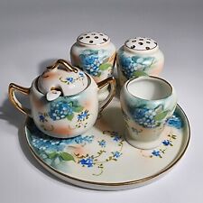 TT Takito Co Condiment Set Japan Hand Painted Cream Sugar Salt Pepper Tray picture