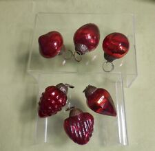Set of Six Heavy Glass Ornaments - Small  1 1/2